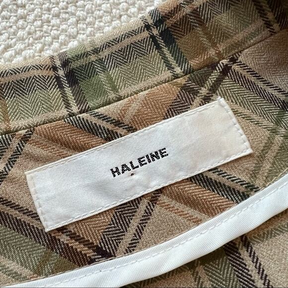 Haleine Beige Multi Plaid Long Sleeve 2 Button Front Oversized Wool Blazer - Picture 8 of 10